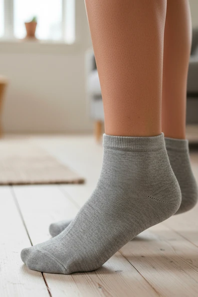 Bravie Kadın Bambu Patik Çorap 785 Gri 6'lı Paket - Resim 4