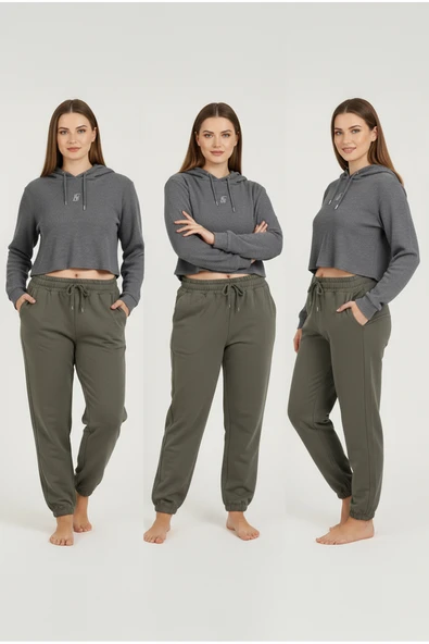 Bravie Jogger Paça Büyük Beden Eşofman Altı Yeşil 2017 - 4