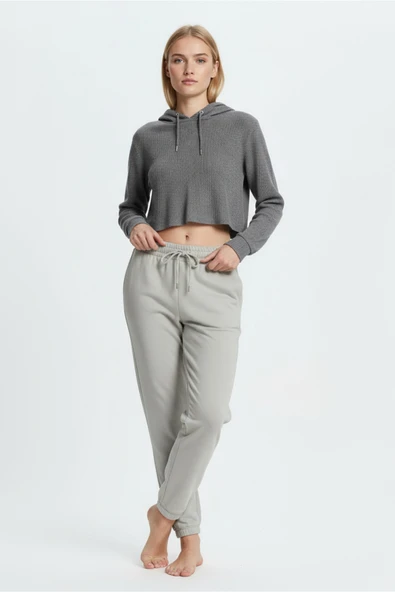 Bravie Jogger Paça Eşofman Altı Gri 3013