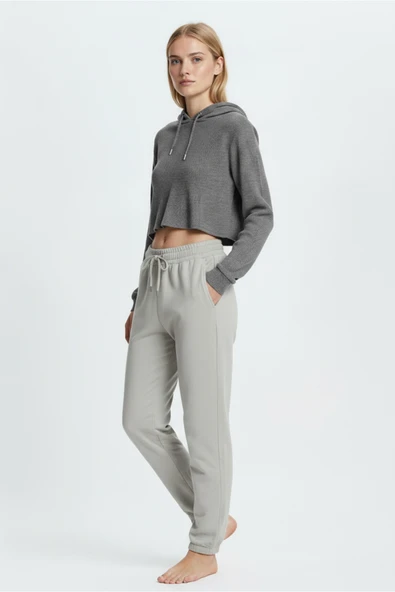 Bravie Jogger Paça Eşofman Altı Gri 3013 - 4
