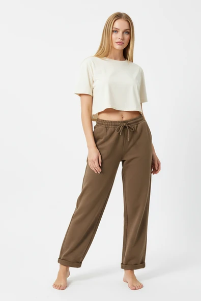 Bravie Duble Paça Eşofman Altı Kiremit 2629