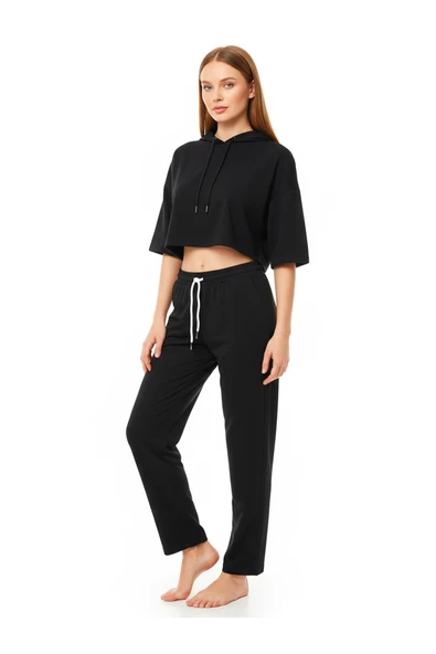 Bravie Düz Paça Eşofman Altı Siyah 3011