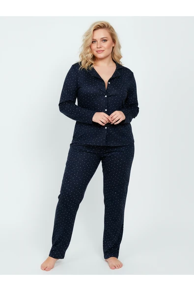 Bravie Süet Gömlek Pijama Takımı 7104 Lacivert