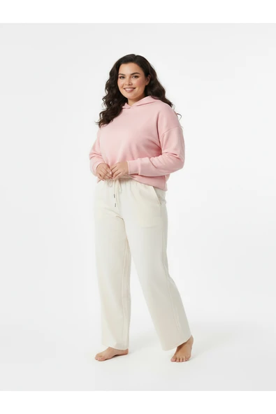 Bravie Düz Paça Büyük Beden Eşofman Altı Bej 2016 - 2