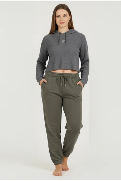 Bravie Jogger Paça Büyük Beden Eşofman Altı Yeşil 2017