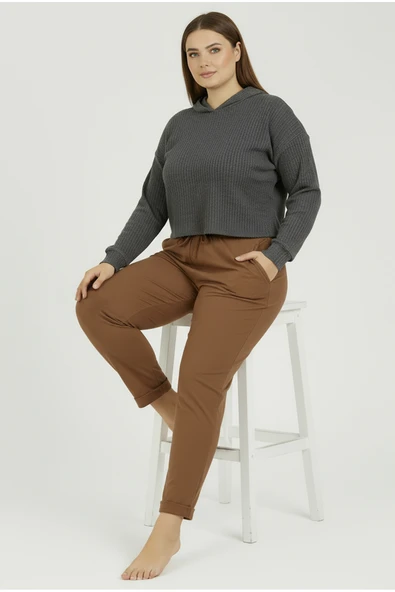 Bravie Duble Paça Büyük Beden Eşofman Altı Kiremit 2020 - 2