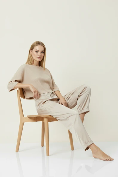 Bravie Duble Paça Eşofman Altı Bej 2629 - 3