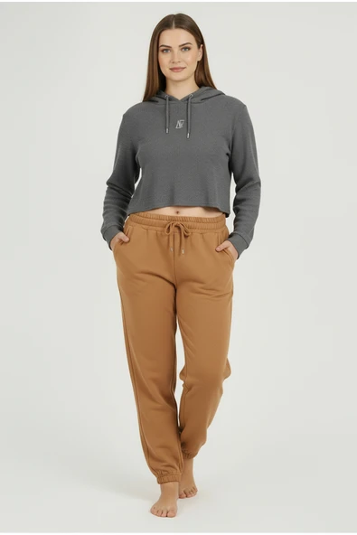 Bravie Jogger Paça Büyük Beden Eşofman Altı Hardal 2017 - 3
