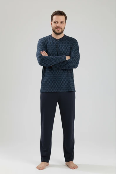 Bravie Erkek Büyük Beden Pijama Takımı 9751 Lacivert - 3