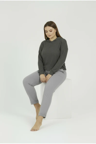 Bravie Duble Paça Büyük Beden Eşofman Altı Gri 2020 - 4