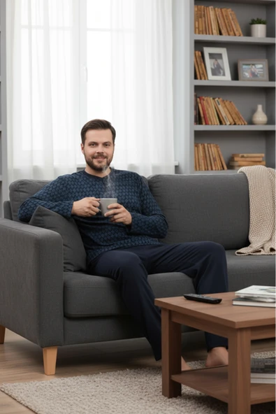 Bravie Erkek Büyük Beden Pijama Takımı 9751 Lacivert - 2