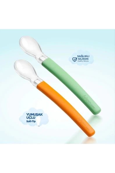 Wee Baby 122 Mama Kaşığı 2'li - Yeşil & Turuncu - Resim 2