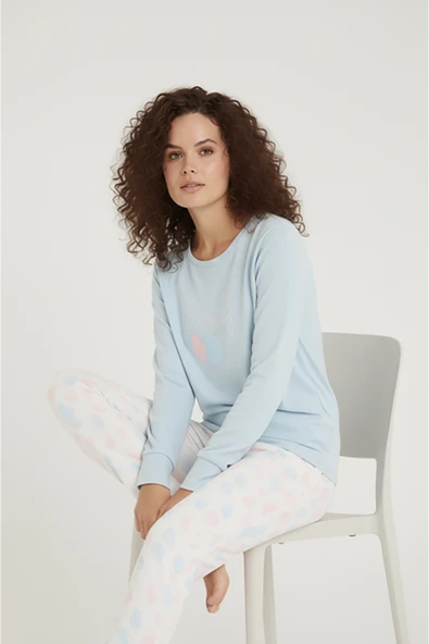 Bravie Luxury Thermal Candy Time Kadın Kışlık Uzun Kollu Polar Pijama Takımı – 42057