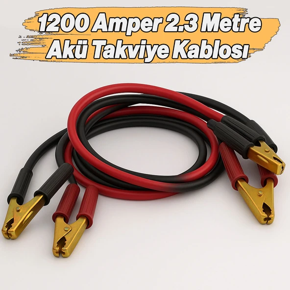 Akü Takviye Kablosu 1200 Amper 2.3 Metre Kalın Telli Güçlü Araç Akü Yardım Başlatma Kablosu - Resim 2