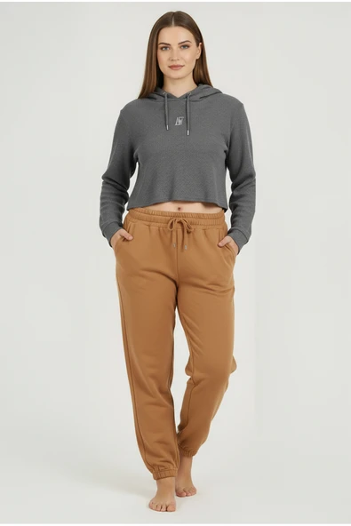 Bravie Jogger Paça Büyük Beden Eşofman Altı Hardal 2017 - 2