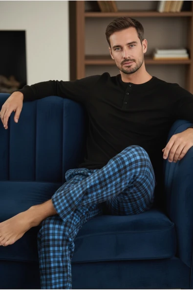 Bravie Luxury Thermal Erkek Pijama Takımı 9745 Siyah - 3