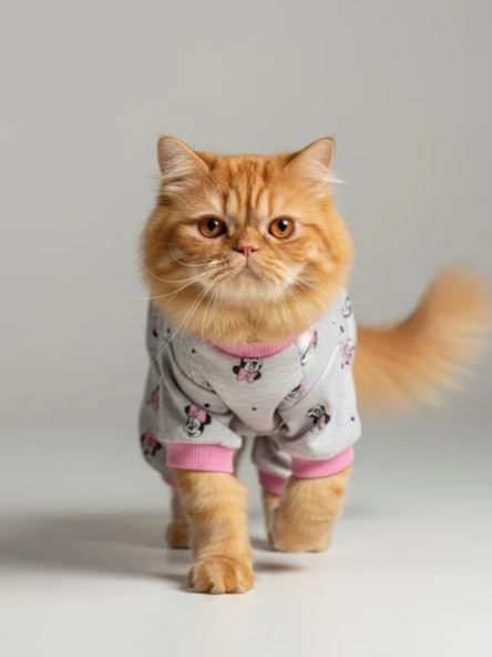 Pink Minnie Kedi Tulumu | Pamuklu Penye Kedi Kıyafeti | Küçük Irklar İçin | Tüy Dökülmesini Azaltır - Resim 7