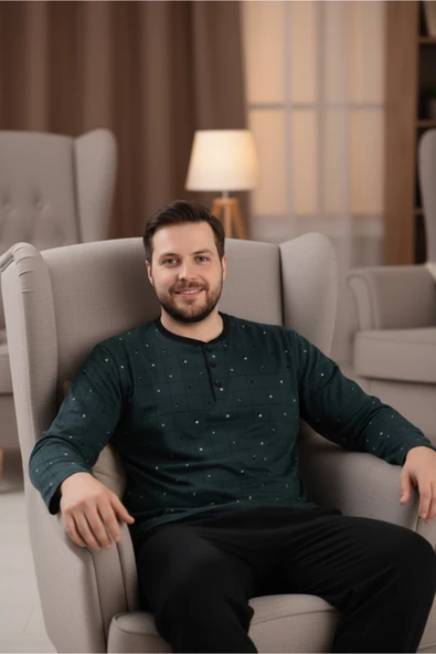 Bravie Erkek Büyük Beden Pijama Takımı 9753 Yeşil - 2