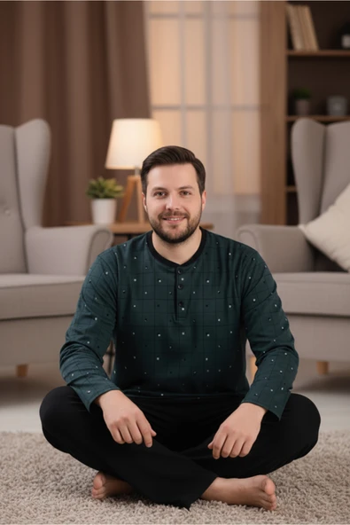 Bravie Erkek Büyük Beden Pijama Takımı 9753 Yeşil - 3