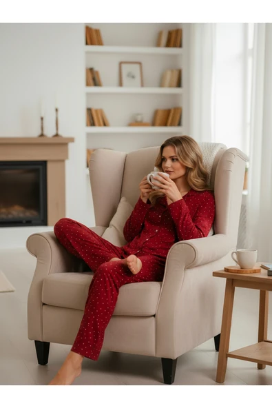 Bravie Süet Gömlek Pijama Takımı 7001 Puantiyeli - 5