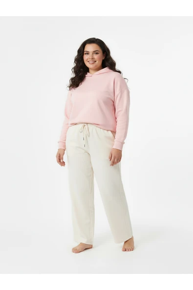 Bravie Düz Paça Büyük Beden Eşofman Altı Bej 2016 - 3