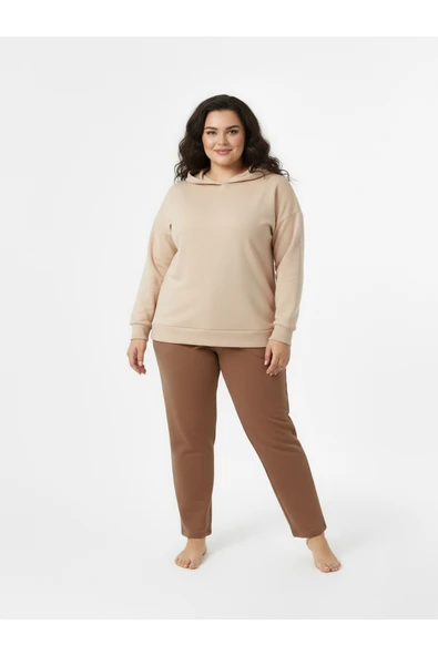 Bravie Düz Paça Büyük Beden Eşofman Altı Hardal 2016