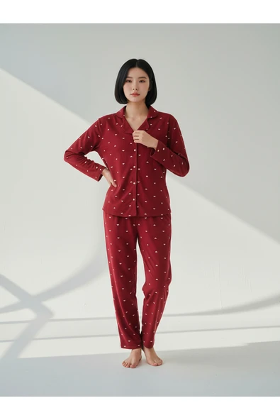 Bravie Süet Gömlek Pijama Takımı 7004 Puantiyeli