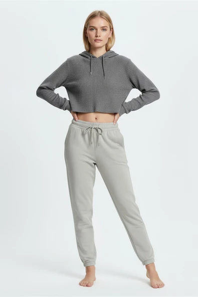 Bravie Jogger Paça Eşofman Altı Gri 3013 - 2