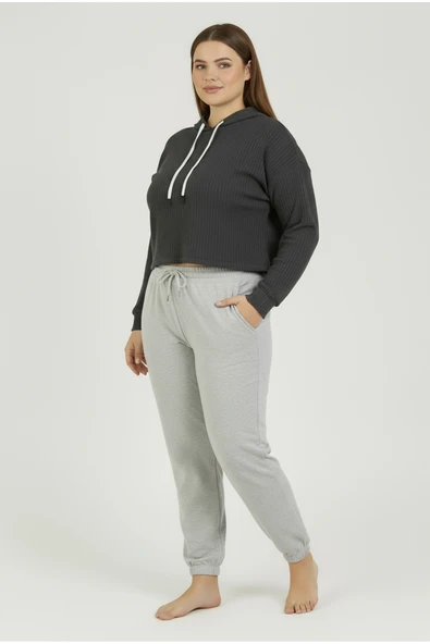 Bravie Jogger Paça Büyük Beden Eşofman Altı Gri 2017 - 2