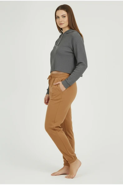 Bravie Jogger Paça Büyük Beden Eşofman Altı Hardal 2017 - 4