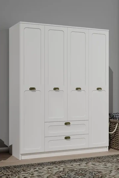 Alya 4 Kapaklı 140 Cm 11 Raflı, Askılı Elbise - Çok Amaçlı Gardırop - Resim 2