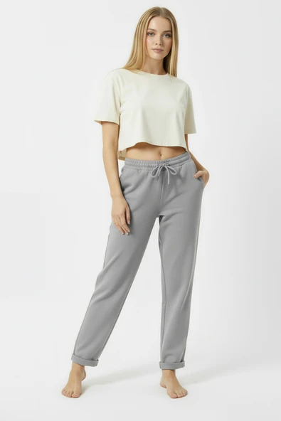 Bravie Duble Paça Eşofman Altı Grİ 2629