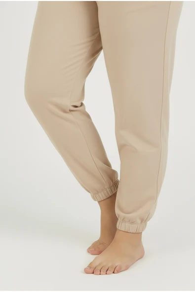 Bravie Jogger Paça Büyük Beden Eşofman Altı Bej 2017 - 6