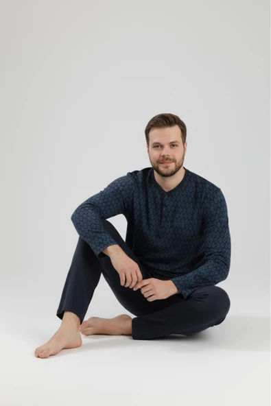 Bravie Erkek Büyük Beden Pijama Takımı 9751 Lacivert - 6