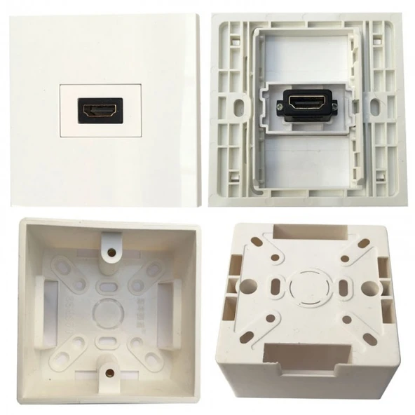 Hdmı duvar tipi sıva üstü kasalı hdmi priz 8.5*8.5*5 cm ölçülerinde - Resim 4