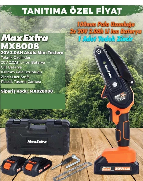Max Extra MX8008 Akülü Mini Testere 20 v. 2.0 ah - Resim 3