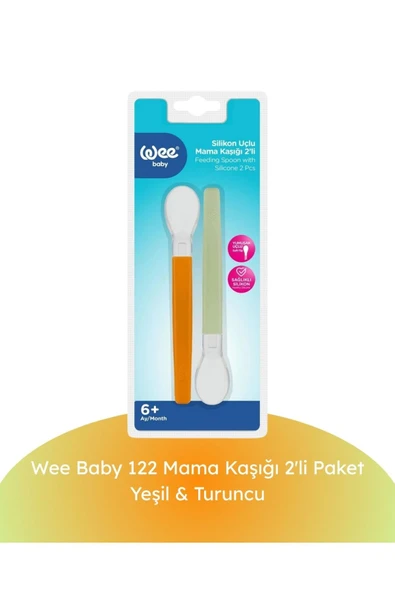 Wee Baby 122 Mama Kaşığı 2'li - Yeşil & Turuncu ürün görseli