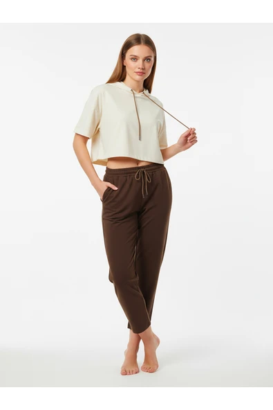 Bravie Düz Paça Eşofman Altı Kremit 3011 - 2