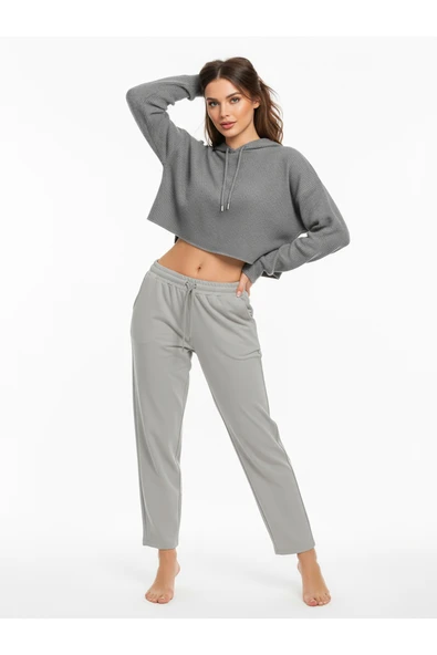 Bravie Düz Paça Eşofman Altı Gri 3011 - 3