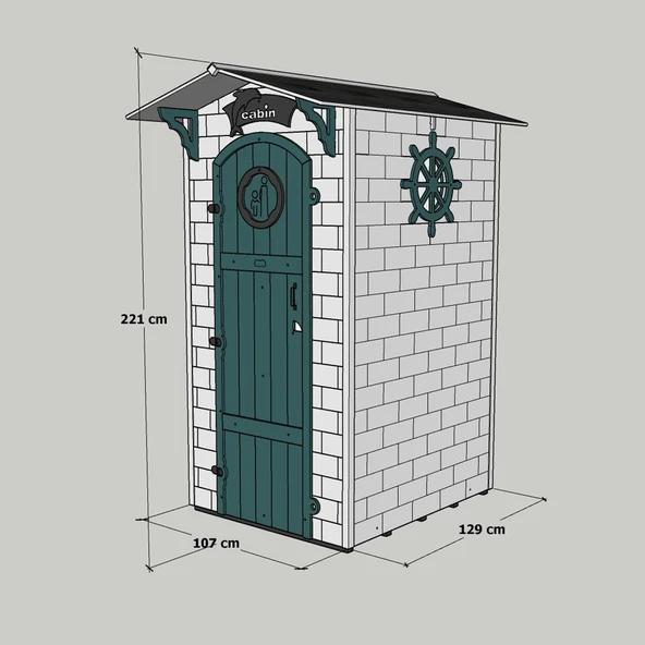 MANDU Ahşap Soyunma Kabini XL KIRMIZI - Resim 5