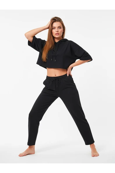 Bravie Düz Paça Eşofman Altı Siyah 3011 - 4