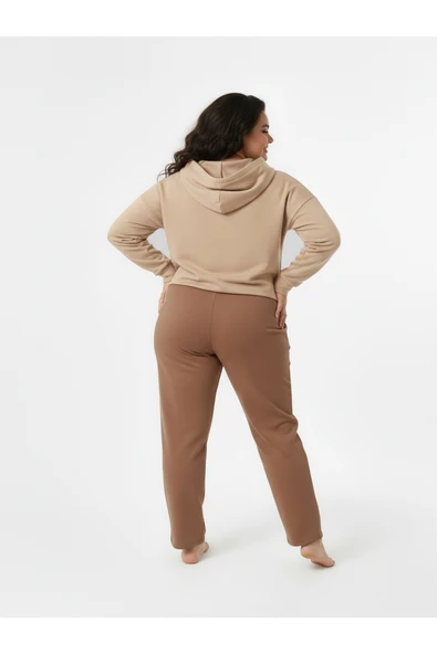 Bravie Düz Paça Büyük Beden Eşofman Altı Hardal 2016 - 5