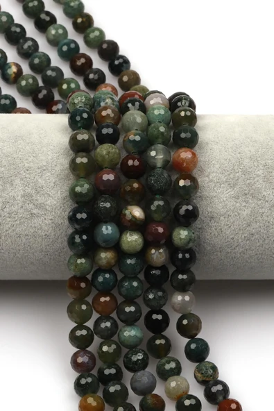 Yeşil Akik (A Kalite) Doğaltaş Dizi 8 mm Fasetli Küre Kesim ürün görseli