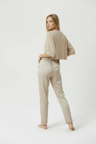 Bravie Duble Paça Eşofman Altı Bej 2629 - 2