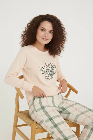 Bravie Luxury Thermal Among Stars Desenli Kadın Polar Kışlık Pijama Takımı – 42058