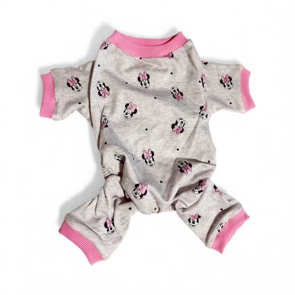 Pink Minnie Kedi Tulumu | Pamuklu Penye Kedi Kıyafeti | Küçük Irklar İçin | Tüy Dökülmesini Azaltır - Resim 4