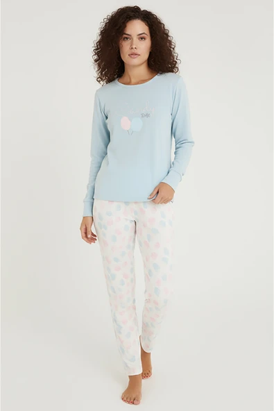 Bravie Luxury Thermal Candy Time Kadın Kışlık Uzun Kollu Polar Pijama Takımı – 42057 - 2