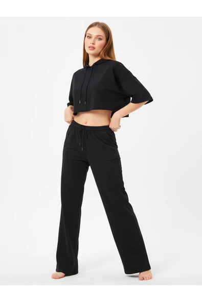 Bravie Düz Paça Eşofman Altı Siyah 3011 - 2