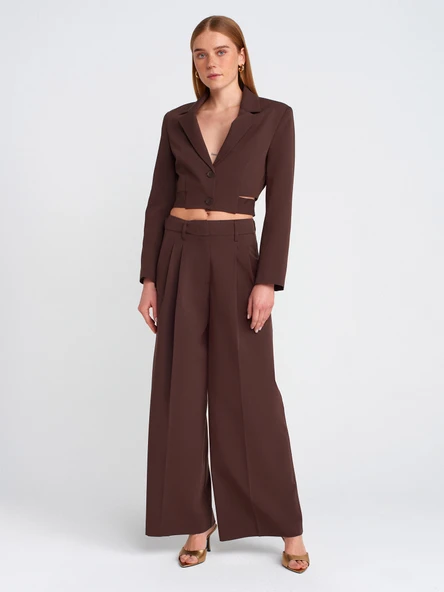 60760 DİLVİN TOKA DETAYLI CROP BLAZER CEKET - Resim 6