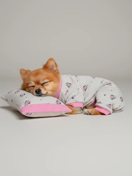 Minnie Pembe Köpek Uyku Takımı | Pamuklu Penye Köpek Tulumu ve Mini Yastık | Küçük Irklar İçin | Tüy Dökülmesini Azaltır - Resim 4